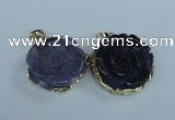 NGP1709 28*30mm - 30*32mm carved flower agate gemstone pendants