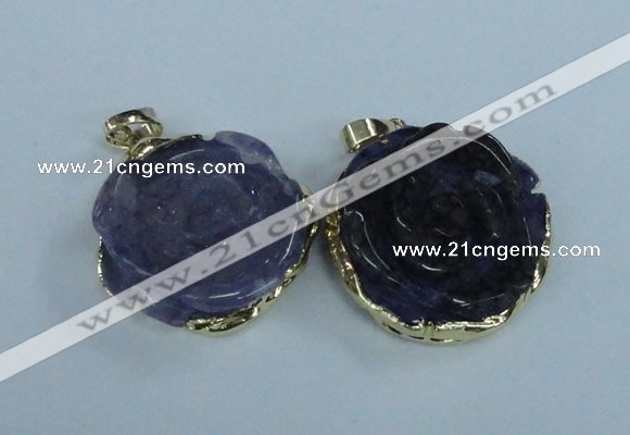 NGP1709 28*30mm - 30*32mm carved flower agate gemstone pendants