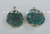 NGP1711 28*30mm - 30*32mm carved flower agate gemstone pendants