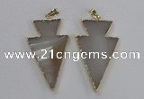 NGP1713 28*50mm - 30*55mm arrowhead agate gemstone pendants