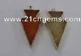 NGP1714 28*50mm - 30*55mm arrowhead agate gemstone pendants