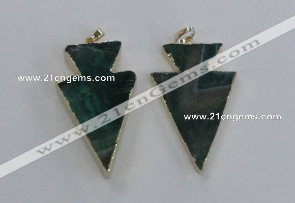 NGP1718 28*50mm - 30*55mm arrowhead agate gemstone pendants