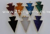 NGP1719 28*50mm - 30*55mm arrowhead agate gemstone pendants