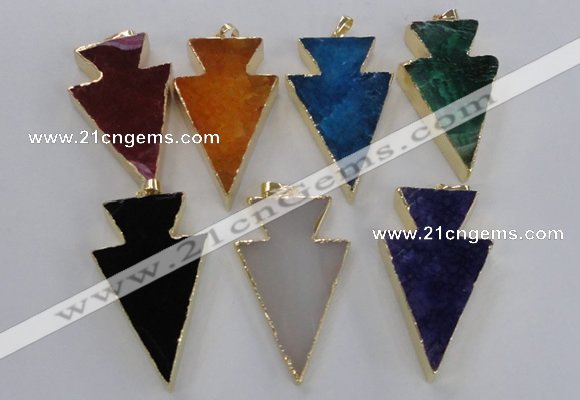 NGP1719 28*50mm - 30*55mm arrowhead agate gemstone pendants