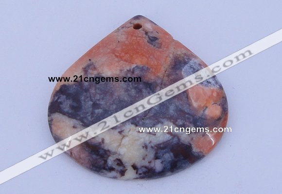 NGP172 2pcs 6*44mm flat teardrop brecciated jasper gemstone pendants