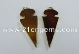 NGP1722 30*65mm arrowhead agate gemstone pendants wholesale