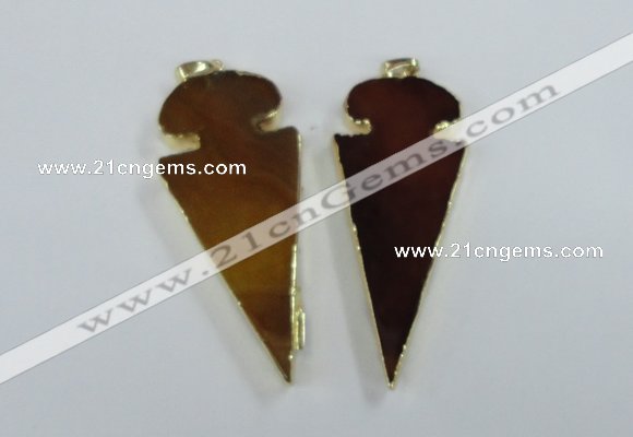 NGP1722 30*65mm arrowhead agate gemstone pendants wholesale