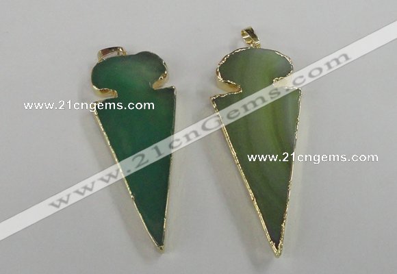 NGP1724 30*65mm arrowhead agate gemstone pendants wholesale