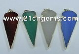 NGP1725 30*65mm arrowhead agate gemstone pendants wholesale