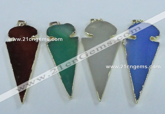 NGP1725 30*65mm arrowhead agate gemstone pendants wholesale