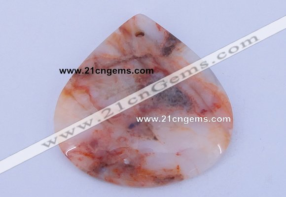 NGP173 2pcs 6*44mm flat teardrop rainbow agate gemstone pendants