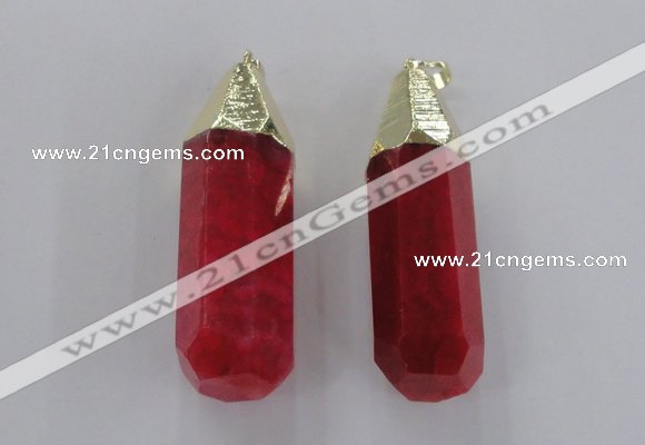 NGP1735 17*60mm faceted nuggets agate gemstone pendants wholesale