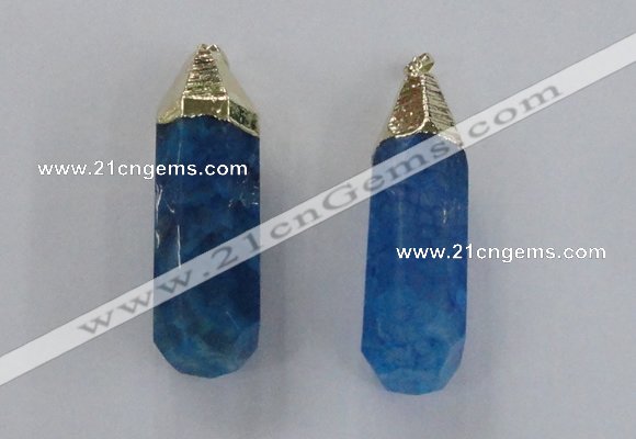 NGP1737 17*60mm faceted nuggets agate gemstone pendants wholesale