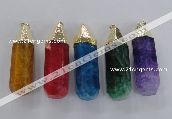 NGP1739 17*60mm faceted nuggets agate gemstone pendants wholesale