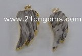 NGP1743 20*45mm - 25*55mm carved leaf druzy agate pendants