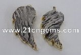 NGP1744 28*55mm - 30*65mm carved leaf druzy agate pendants