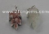 NGP1747 22*30mm - 25*35mm carved leaf druzy agate pendants