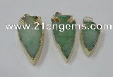 NGP1748 20*30mm - 25*50mm arrowhead druzy agate gemstone pendants