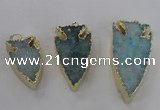 NGP1749 20*30mm - 25*50mm arrowhead druzy agate gemstone pendants