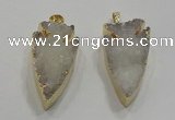 NGP1750 20*30mm - 25*50mm arrowhead druzy agate gemstone pendants