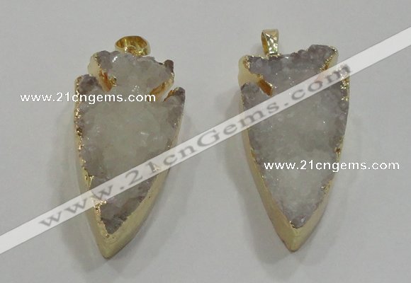 NGP1750 20*30mm - 25*50mm arrowhead druzy agate gemstone pendants