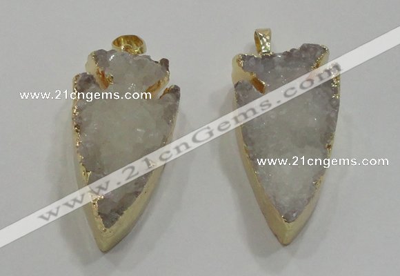 NGP1750 20*30mm - 25*50mm arrowhead druzy agate gemstone pendants