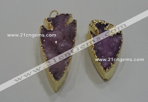 NGP1751 20*30mm - 25*50mm arrowhead druzy agate gemstone pendants