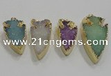 NGP1752 20*30mm - 25*50mm arrowhead druzy agate gemstone pendants