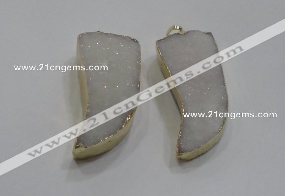 NGP1753 20*45mm oxhorn druzy agate gemstone pendants