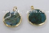 NGP1758 30mm flat round agate gemstone pendants wholesale