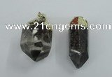 NGP1766 15*35mm - 25*40mm faceted nuggets green phantom quartz pendants