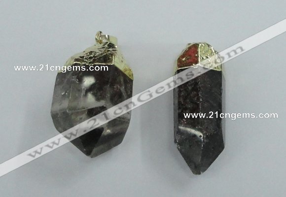 NGP1766 15*35mm - 25*40mm faceted nuggets green phantom quartz pendants