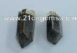 NGP1767 20*45mm - 25*50mm faceted nuggets green phantom quartz pendants