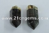 NGP1768 25*55mm - 20*60mm faceted nuggets green phantom quartz pendants