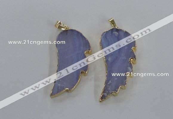 NGP1773 22*45mm - 25*50mm wing-shaped agate gemstone pendants