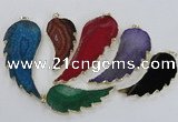NGP1774 25*45mm - 35*65mm wing-shaped agate gemstone pendants