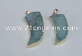 NGP1784 15*35mm - 20*45mm oxhorn druzy agate gemstone pendants