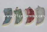 NGP1786 15*35mm - 20*45mm oxhorn druzy agate gemstone pendants