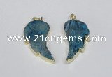 NGP1788 20*40mm - 25*45mm wing-shaped druzy agate pendants