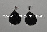 NGP1797 25*35mm flat teardrop agate gemstone pendants wholesale