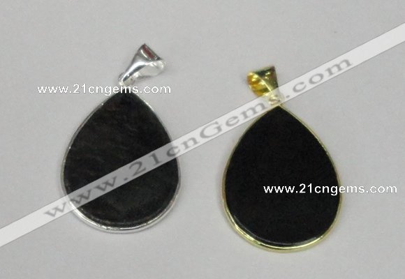 NGP1799 25*35mm flat teardrop agate gemstone pendants wholesale