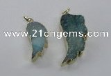 NGP1803 35*40mm - 45*50mm wing-shaped plated druzy agate pendants