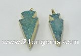 NGP1812 22*40mm - 28*48mm arrowhead druzy agate gemstone pendants