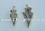 NGP1814 20*38mm - 25*45mm arrowhead druzy agate gemstone pendants