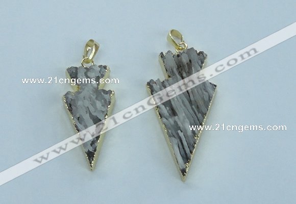 NGP1814 20*38mm - 25*45mm arrowhead druzy agate gemstone pendants