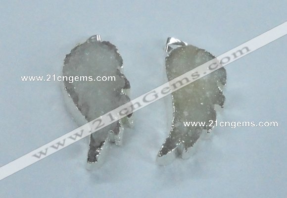 NGP1821 18*35mm - 20*40mm wing-shaped druzy agate pendants