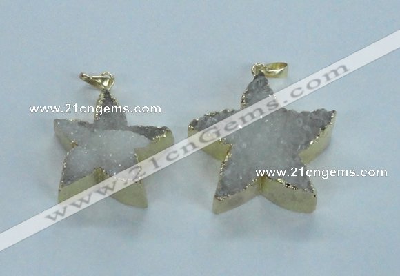 NGP1826 30*32mm - 38*40mm star druzy agate gemstone pendants