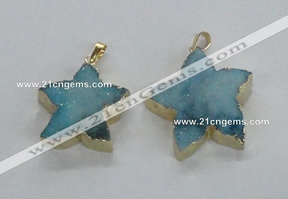 NGP1827 30*32mm - 38*40mm star druzy agate gemstone pendants