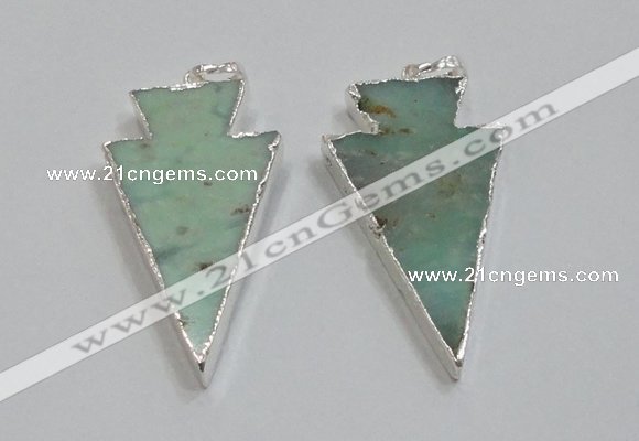 NGP1830 25*45mm arrowhead australia chrysoprase pendants