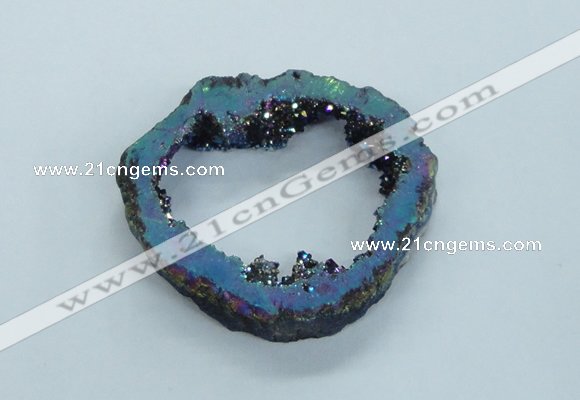 NGP1835 45*55mm - 55*60mm donut plated druzy agate pendants